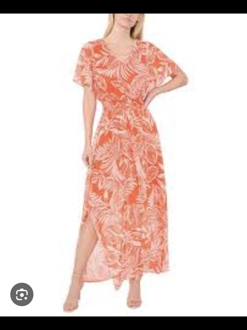CeCe Coral & White Floral Maxi Dress